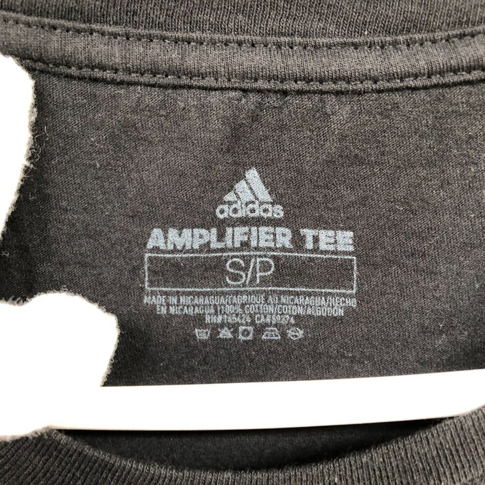 Adidas Black‎ T Shirt Womens S Short Sleeve Crewneck White Logo Cotton - Picture 6 of 8